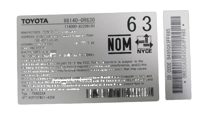 Toyota Radio & Display Receiver Assembly #86140-0R630 | Autoparts